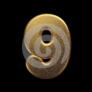 Gold number 9 - 3d precious metal digit - Suitable for fortune, business or luxury related subjects