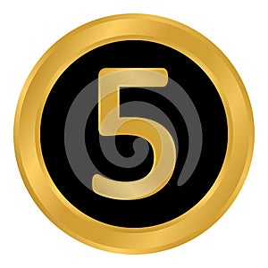 Gold number five button