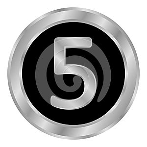 Gold number five button