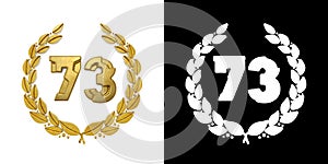 Gold number seventy-three years celebration