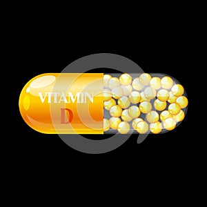 Gold oil capsule with vitamin D supplement