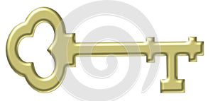 Gold old-fashioned skeleton key