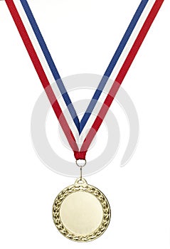 Gold olympics medal blank with clipping path photo