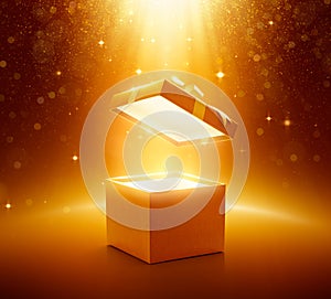 Gold open gift box