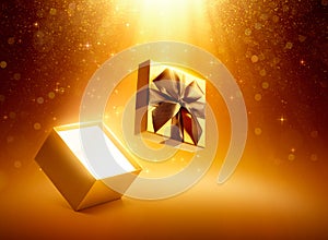 Gold open gift box