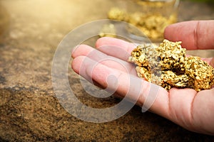 Gold ore found in the mine is in the hands