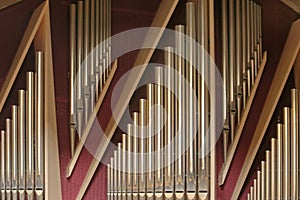 Gold organ pipes inside church