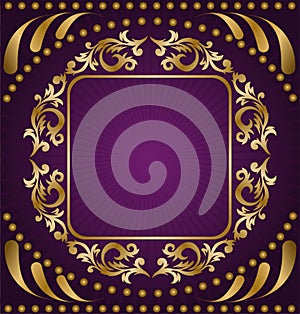 Gold ornament on a purple background