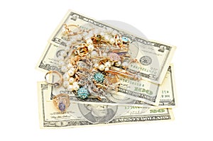 Gold ornaments and dollars