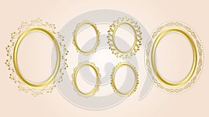 Gold oval decorative frames - vector set