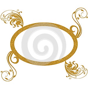 Gold oval frame decorative patterns