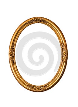 Gold oval frame Elegant vintage interesting design or photo oval picture frame isolated on white background