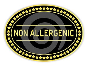 Gold label sticker with word non allergenic on white background photo