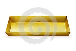 Gold package for snacks, food and chocolate. Open box