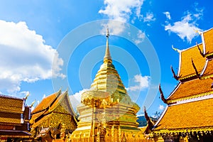 Gold Pagoda beautiful architecture in Wat Phrathat Doi Suthep