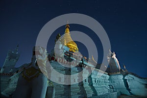 Gold pagoda at night