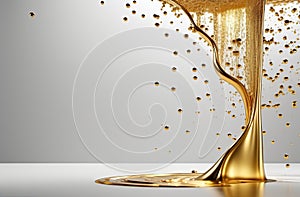 Gold paint flows beautifully on a white background.