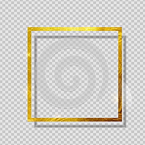 Gold Paint Glittering Textured Frame on Transparent Background. Vector Illustration