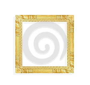 Gold paint picture frame shape patterns isolated on white background and clipping path