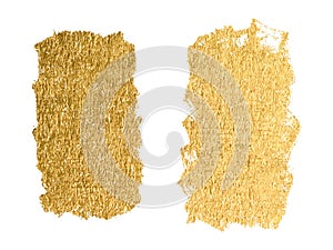 Gold paint smear stroke stain set. Abstract gold glitter texture art illustration. Vector illustration