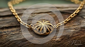 Gold Palm Tree Bracelet on Wood photo