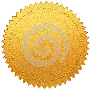 Gold paper diploma or certificate seal isolated