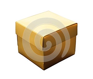 gold paper gift box isolated on background with clipping path. luxury and deluxe box packaging for special event day.