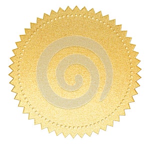 Gold paper seal label with isolated clipping path