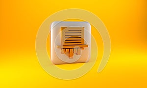 Gold Paper shredder confidential and private document office information protection icon isolated on yellow background