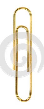 Gold Paperclip Isolated