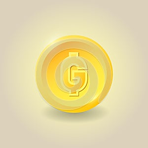 Gold paraguayan guaranies coin. Vector illustration for websites, web design, mobile app, infographics photo