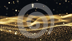 Gold particle abstract wave mesh background