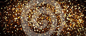 Gold particles abstract background with golden shining stars dust bokeh glitter awards dust. Futuristic glittering fly movement fl