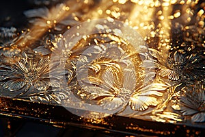 Gold-patterned glass