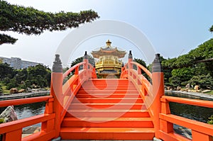 Gold pavilion of absolute perfection in Nan Lian Garden, Chi Lin Nunnery, Hong Kong