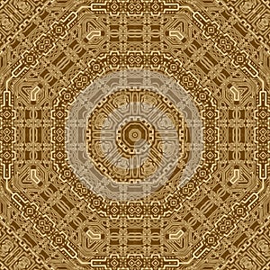 Gold pcb technology background and computer pattern, circuit connection