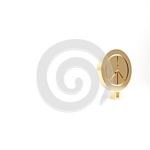 Gold Peace icon isolated on white background. Hippie symbol of peace. 3d illustration 3D render