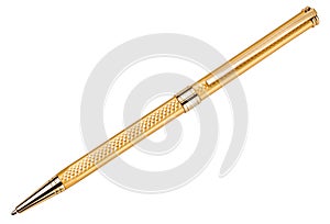 Gold pen isolated on white background