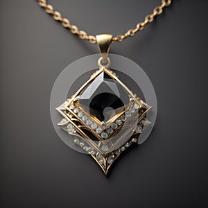 Gold Pendant With Black Diamond