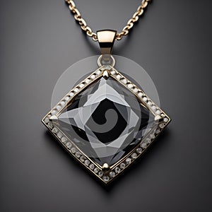 Gold Pendant With Black Diamond