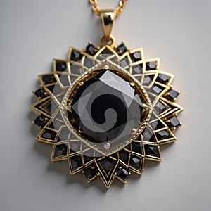 Gold Pendant With Black Diamond