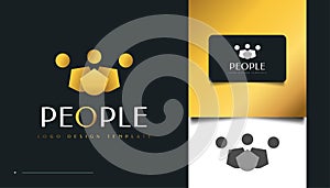 Gold People Logo Design. People, Community, Family, Network, Creative Hub, Group, Social Connection Logo