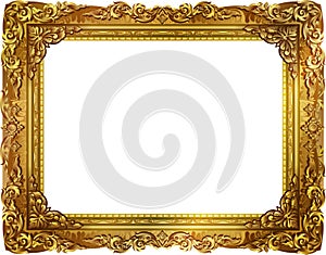 Gold photo frame with corner thailand line floral for picture