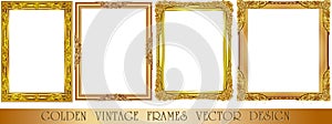 Gold photo frame with corner thailand line floral for picture, Vector design decoration pattern style.frame border design is patte