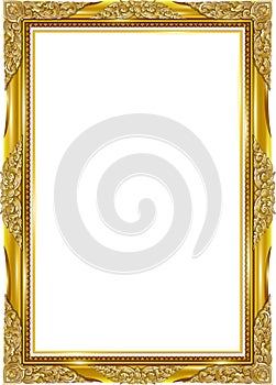 Gold photo frame with corner thailand line floral for picture, Vector design decoration pattern style.frame border design is patte