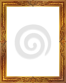 Gold photo frame with corner thailand line floral for picture, Vector design decoration pattern style.frame border design is patte