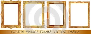 Gold photo frame with corner thailand line floral for picture, Vector design decoration pattern style.frame border design is patte