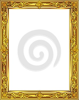 Gold photo frame with corner thailand line floral for picture, Vector design decoration pattern style. frame border design is patt