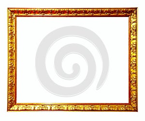 Gold picture frame. Isolated over white background