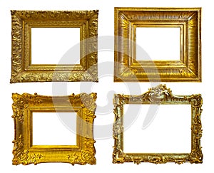 Gold picture frames. Isolated over white